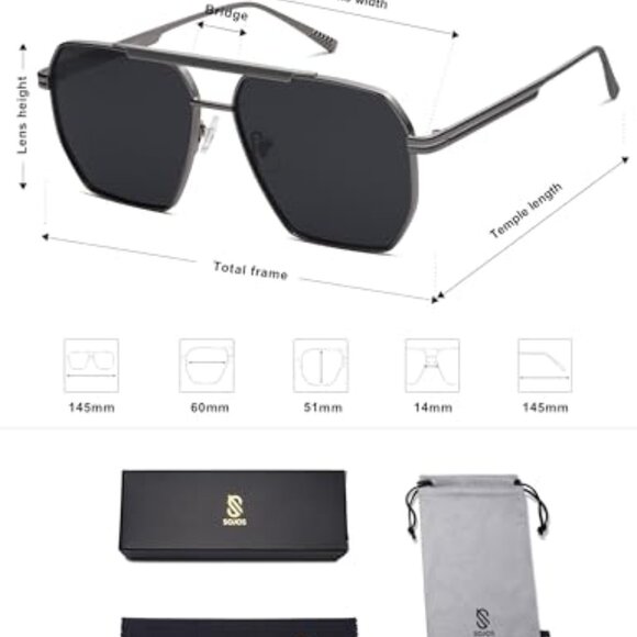 Retro Oversized Square Polarized Sunglasses Vintage Metal Frame Y2K Chic main image 5